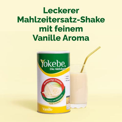 Yokebe Vanille Starterpaket inklusive Shaker - Die Aktivkost - Diätshake zur Gewichtsabnahme - glutenfrei, laktosefrei und vegetarisch - Diät-Drink mit Proteinen (500 g = 12 Portionen)