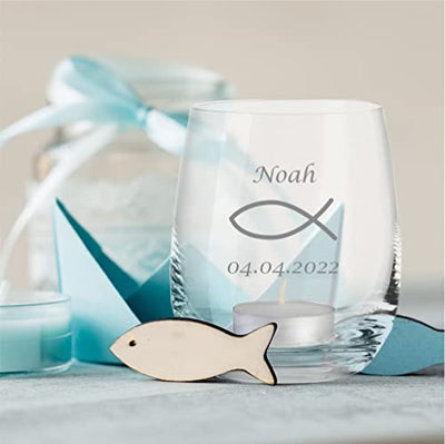 4you Design Teelicht zur Konfirmation - mit Personalisierung - Windlicht - Geschenkidee - Jugendweihe - Kommunion - Firmung