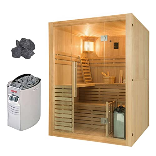 France Sauna - SN-SENSE-4PK – traditionelle Sauna Sense – Dampftechnologie – 100% kanadisches Fichtenholz – Sicherheitsglas – 4-Sitzer komplett