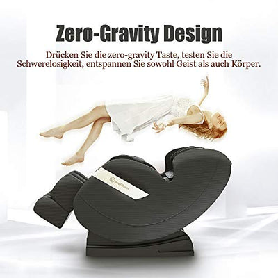 Real Relax Massagesessel, Zero-Gravity Massagesessel Ganzkörpermassage mit Wärmefunktion Bluetooth Airbags Fussrollen Massage Relaxsessel für Hause und Büro, Favor-03 Plus(Schwarz)