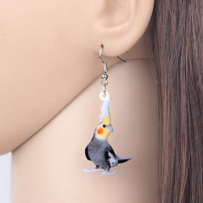 NEWEI Acryl Nymphensittich Papagei Vogel Ohrringe baumeln Tropfen für Frauen Mädchen Damen Mode Vogel Schmuck Geschenke Charme (Grey)