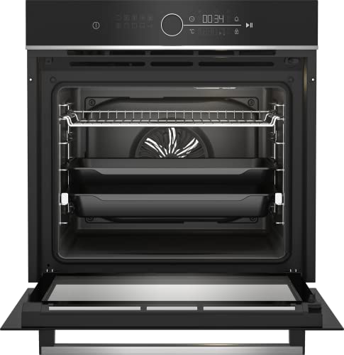 beko BBIM13400XPSE Einbau-Backofen mit 15 Heizarten, 72 l Garraum-Volumen, Multifunktionsdisplay mit Sensortasten, Aeroperfekt, Pyrolytische Selbstreinigung, SteamShine-Reinigung, Schwarz/Edelstahl