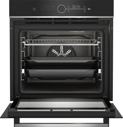 beko BBIM13400XPSE Einbau-Backofen mit 15 Heizarten, 72 l Garraum-Volumen, Multifunktionsdisplay mit Sensortasten, Aeroperfekt, Pyrolytische Selbstreinigung, SteamShine-Reinigung, Schwarz/Edelstahl