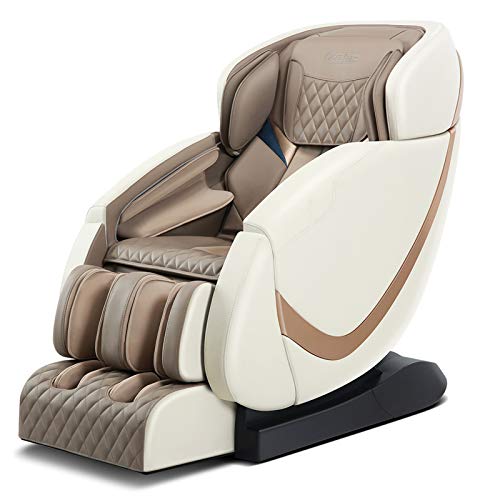 Lzour 4D Ganzkörper-Massagestuhl, Null-Gravity-Computerkörper-Scan, automatische Höheneinstellung und drahtlose Fernbedienung, Heizvibrator Shiatsu-Knetung,Beige