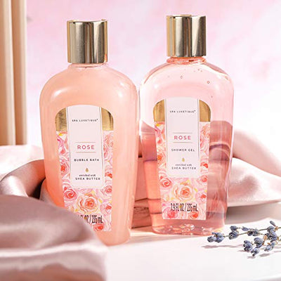 Bade Geschenkset, SPA LUXETIQUE Beauty Set 8 tlg. Geschenke für Frauen Rosenduft, Geburtstagsgeschenk Spa Set mit Deko Badewanne, Wellness Set für Frauen, Weihnachtsgeschenke，Neujahr Geschenke