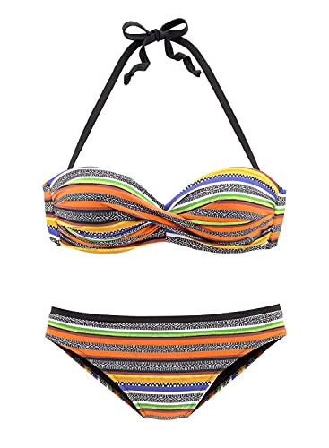 Dokotoo Bandeau Bikini Damen Push Up Zweiteilige Badeanzug Bademode Bikini Set, 03-Orange, L