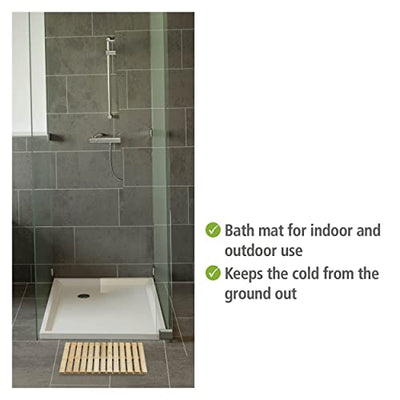 WENKO Baderost Indoor & Outdoor Bambus, rutschfeste Badematte für den Innen- und Außenbereich aus umweltfreundlichem Bambus, modernes Bodenrost für Dusche, Badewanne & Poolbereich, 60 x 40 cm