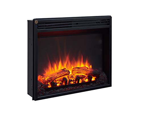 CrownFlame Phanos Elektrokamin - Elektrischer Standkamin mit Heizung 1000/2000 W, realistischer 3D-Flammeneffekt, Fernbedienung programmierbar, Timer, Thermostat - Dunkelbraun