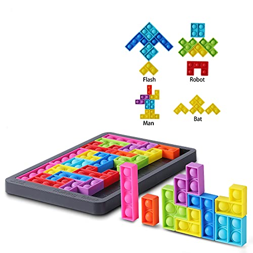 QTUN Pop Zappel Tlays Spiel Popp Push Silicon Neue Tangram Pop Blase Sensorisches Zappelspielzeug für Autismus Spannungsabbau Druck Relief Squeeze Spielzeug