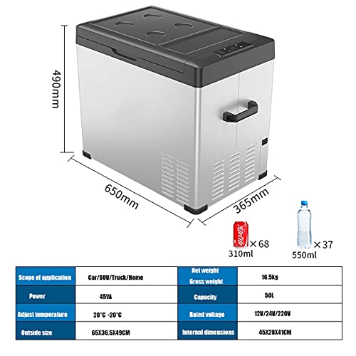 Autokühlschrank 12v 50L Autokühlschrank Autokühlschrank Tragbar Leise Camping Kühlschrank Gefrierschrank Fahrzeug LKW Wohnmobil Boot Elektrische Kühlbox zum Fahren Reisen Picknick im Freien