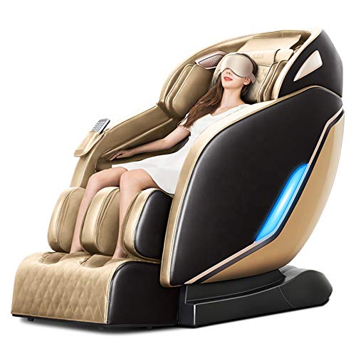 Lzour Ganzkörper-Sl-Track-Shiatsu-Liegestühler-Massagestühle, 3D-Null-Schwerkraft-Körper-Relax-Massagestuhl mit Bluetooth-Musik-Fußrolle Kurssi Pijat-Stuhlmassage,Schwarz