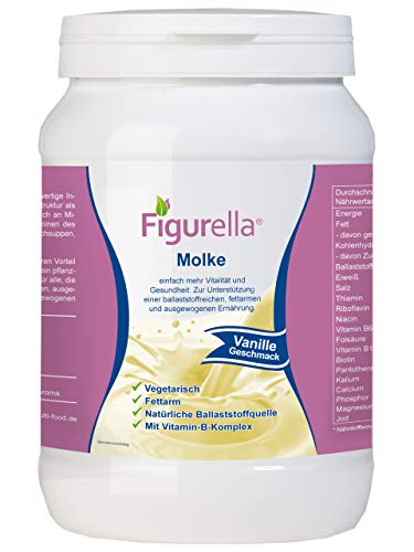 Abnehmen mit Molke | 750 g fettarmes Süßmolkenpulver für Diät, Trennkost, Fastenkur, Badezusatz | Der Vital-Shake und Wellnessdrink | Figurella Molke (Vanille 750 g)