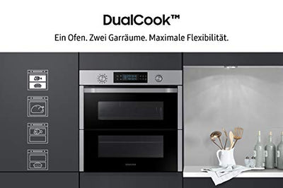 Samsung NV75N5641RS/EG Einbaubackofen,75 ℓ, Dual Cook Flex, Katalyse, 50 Automatikprogramme, XXL-Garraum