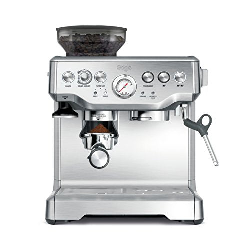 Sage Appliances Barista Express Espressomaschine und Kaffeemaschine mit Milchaufschäumer, Siebträgermaschine, SES875, Gebürsteter Edelstahl