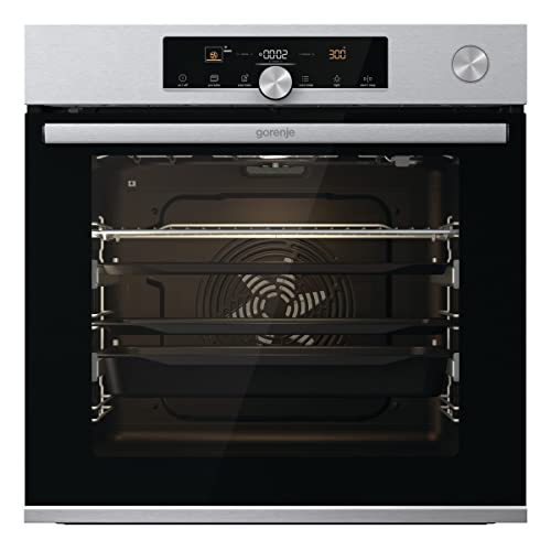 Gorenje OptiBake Advanced BPSA 6747 A08XWI Einbau-Backofen/WiFi Connected / 77L / Heißluft/Pyrolyse/AutoBake/Touch Bedienung/Bratenthermometer/SteamAssist/PizzaMode 300°C/Inox, Edelstahl