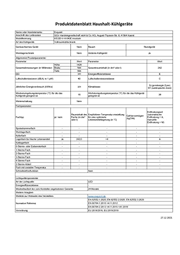 Exquisit Kühlschrank KS320-V-H-040E inoxlook | 242 L Nutzinhalt | LED-Licht | Türanschlag wechselbar | Glasablagen und Türablagen | Gemüsefach | Inoxlook | Kühlen