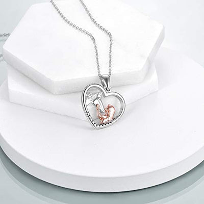 YFN Mädchen und Pferd Halskette für Mädchen Sterling Silber Pferdeschmuck Pferd Geschenke für Frauen (White)