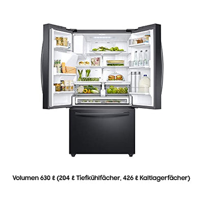 Samsung RF23R62E3B1/EG French Door Kühlschrank, 178 cm, 630 ℓ, 204 ℓ Gefriervolumen, Twin Cooling Plus, Premium Black Steel