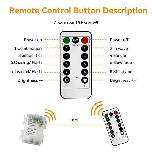 【3 Stück】LED Lichterkette Batterie mit Fernbedienung,10M 100LED Lichterkette Akku mit Timer 8 Modi IP65 Wasserdichte Lichterketten Außen Warmweiß Lichterkette Draht für Weihnachten Innen Aussen Deko