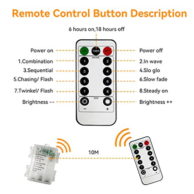 【3 Stück】LED Lichterkette Batterie mit Fernbedienung,10M 100LED Lichterkette Akku mit Timer 8 Modi IP65 Wasserdichte Lichterketten Außen Warmweiß Lichterkette Draht für Weihnachten Innen Aussen Deko