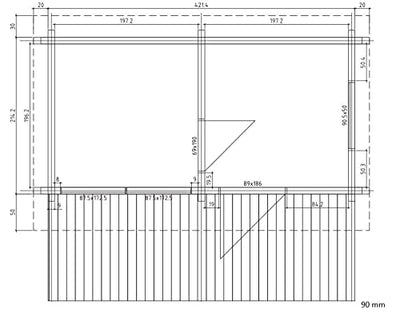 Polhus Gartensauna aus Holz Kivi, Outdoor-Sauna modern mit 2 Räumen für 4 Personen, Außensauna Garten mit Panoramafenster aus Isolierglas, Saunahaus 465 x 390 x 250 cm, naturbelassen