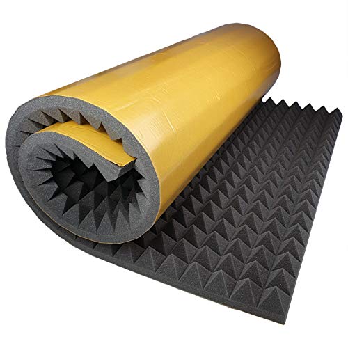 Akustikschaumstoff Selbstklebend Pyramiden Matte 100x200 x 6 cm von GMP Tech beauty of sound - Dämmung Schaumstoff zum gaming zimmer - Schallschutz wand im musikstudio - Acoustic foam - Echo absorber