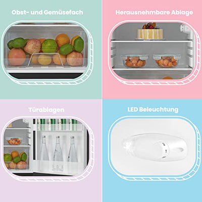 Comfee RCD141DK2 Kühlschrank mit Gefrierfach/98L Tischkühlschrank/Obst- und Gemüsefach/Temperaturregelung/LED Beleuchtung/39 dB/139 kWh/Jahr/Schwarz