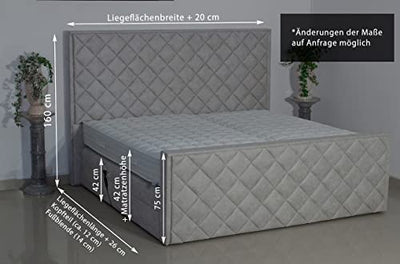 PAARA Boxspringbett Cabo GM | Fußblende |10.000 Newton Motorleistung | Antirutsch-Matten | Royal-WS® Taschenfederkern Matratze mit GELAX® Topper Kern | Made in Germany (240 x 220 cm)