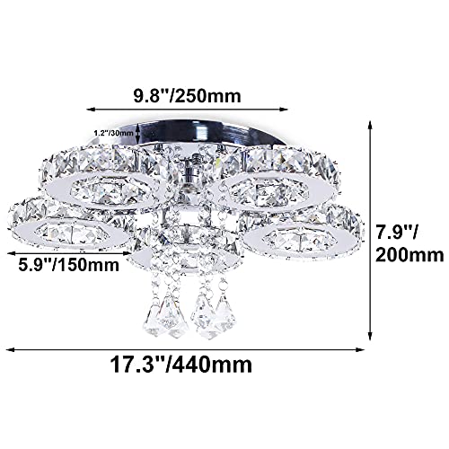 Moderne LED Kronleuchter Kristall Deckenleuchte 5 Ringe Pendelleuchte für Esszimmer Schlafzimmer Küche(weißes Licht)