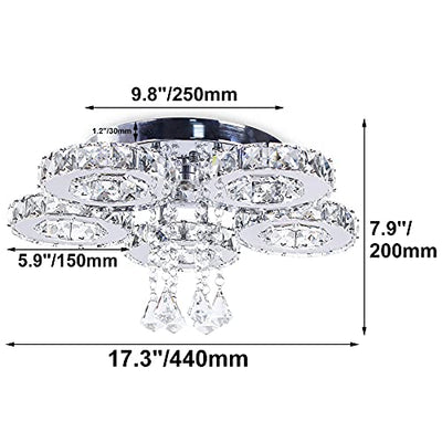 Moderne LED Kronleuchter Kristall Deckenleuchte 5 Ringe Pendelleuchte für Esszimmer Schlafzimmer Küche(weißes Licht)
