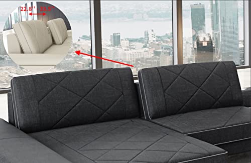 XXL Sofa Wohnlandschaft Ferrara das Ledersofa in U Form mit USB und Beleuchtung inklusive Kopfstützen Couch modern (Ottomane Links, Schwarz-Weiß)