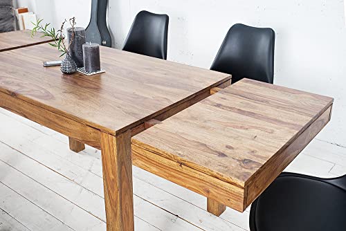 Massiver Esstisch Pure 120-200 cm Sheesham Massivholz ausziehbar Holztisch Küchentisch mit Ansteckplatten