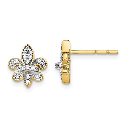 14 Karat Diamant Fleur de Lis Post Ohrringe Maße 10 x 10 mm breit Schmuck Geschenke für Frauen