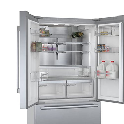 Bosch KFF96PIEP Serie 8 Smarter French Door Kühlschrank, 183 x 90,5 cm, 402 L Kühlen + 171 L Gefrieren, VitaFresh pro 3x längere Frische, NoFrost nie wieder abtauen, Eis- und Wasserspender