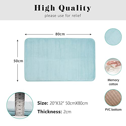 Amazon Brand - Umi Badematte Memoryschaum 50x80cm, Badvorleger rutschfest Waschbar Weicher & Saugfähiger Badteppich, Badezimmerteppich für Badezimmer, Hell Blau