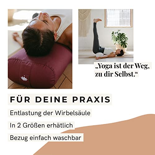 Lotuscrafts Yoga Bolster für Yin Yoga - Yogabolster mit Kapokfüllung - Waschbarer Bezug aus Baumwolle - Yogakissen Groß für Restorative Yoga - Large (72 x 30 x 20 cm)