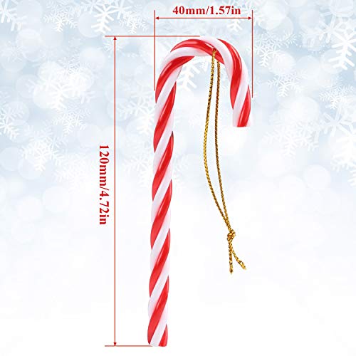 24 Stück Weihnachten Deko Twisted Zuckerstangen Dekoration Draußen Christbaumschmuck Anhänger mit Golden Kordel Weihnachtsbaumschmuck