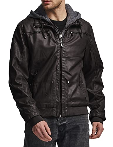 Wantdo Herren Lederjacke Lederjacke Hellbraun Lederjacke Winter Gefüttert Jaket für Dunkelkaffee-Verdicken S