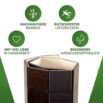 Rutschfeste Badematte aus Bambus von DE-COmmerce I Fussmatte Badteppich Bambusmatte Duschmatte Badezimmermatte Bamboo Badematte mit Anti-rutsch Rückseite I Badvorleger KARO Ebony 50 x 50 cm