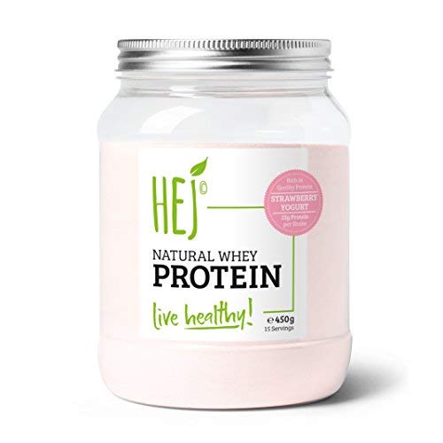 HEJ Natural Whey Protein / Eiweißpulver mit Strawberry Yogurt Geschmack / 1er Pack (1 x 450 g)