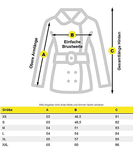 MARIKOO Damen Mantel Trenchcoat Wintermantel Übergangs Jacke Parka Lang B819 [B819-Maik-Schwarz-Gr.S]