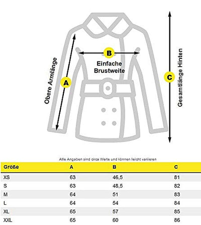 MARIKOO Damen Mantel Trenchcoat Wintermantel Übergangs Jacke Parka Lang B819 [B819-Maik-Schwarz-Gr.S]