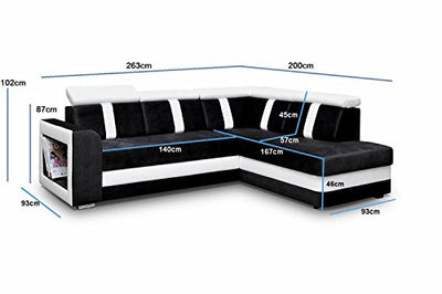 Ecksofa Sofa Eckcouch Couch mit Schlaffunktion und Bettkasten Ottomane L-Form Schlafsofa Bettsofa Polstergarnitur - Texas (Ecksofa Links, Braun)