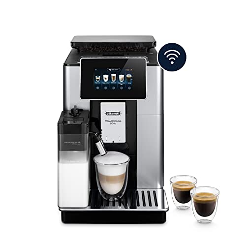 De'Longhi PrimaDonna Soul Perfetto ECAM 612.55.SB Kaffeevollautomat mit LatteCrema Milchsystem und Bean Adapt Technologie, 18 Rezepte, mit Farbdisplay- App-Steuerung, Silber/Schwarz