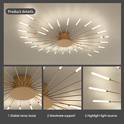 Moderne LED-Deckenleuchte, 42 Köpfe, goldene Unterputz-Deckenleuchte, Acryl-Lampenschirm-Kronleuchter, für Kinderzimmer, Schlafzimmer, Wohnzimmer, 4000 K neutrales Blumenform-Licht