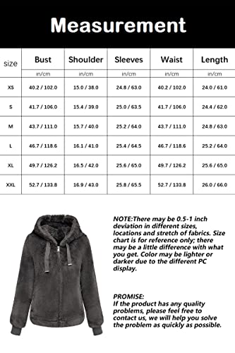 BELLIVERA Damen Kunstfelljacke Kurz Fleecejacke Winter Warme Teddy Mantel mit kapuze 1712014 Grau M