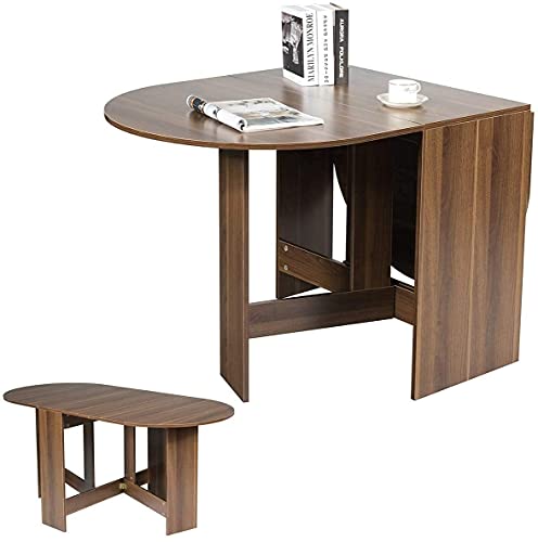 RELAX4LIFE Klapptisch Esstisch, Küchentisch Klappbar, Esszimmertisch 60 kg belastbar, Faltbarer Konsolentisch aus Holz, Kaffeetisch für 6 Personnen, Beistelltisch für Esszimmer & Küche & Büro, braun