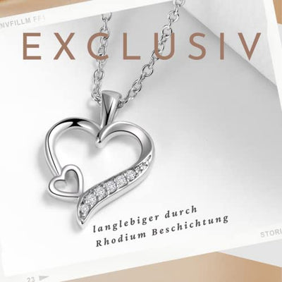 Herzkette Silber 925 Halskette Damen *Ich Liebe Dich* Kette Silberkette Herzanhänger Herz Schmuck Geschenke für Frauen Freundin Sie zum Geburtstag Hochzeitstag Jahrestag Liebesbeweis Liebesgeschenk