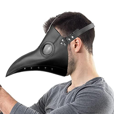 Hearthxy 10 Pcs Arzt Vogel Halloween Deko - Halloween Plague Doctor Black Bird Long Nose Beak Party Supplies | Steampunk-Kostüme aus PU-Leder mit Langer Nase