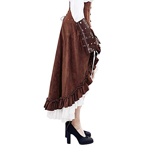 Damen Retro Vintage Steampunk Gothic Länge Knöchel Rock Asymmetrisch Victorian Vintage Cosplay Party Kleid